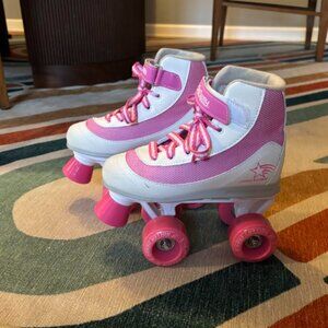 Roller Derby Firestar Youth Girls Quad Roller Skates - Pink & White - Size 1